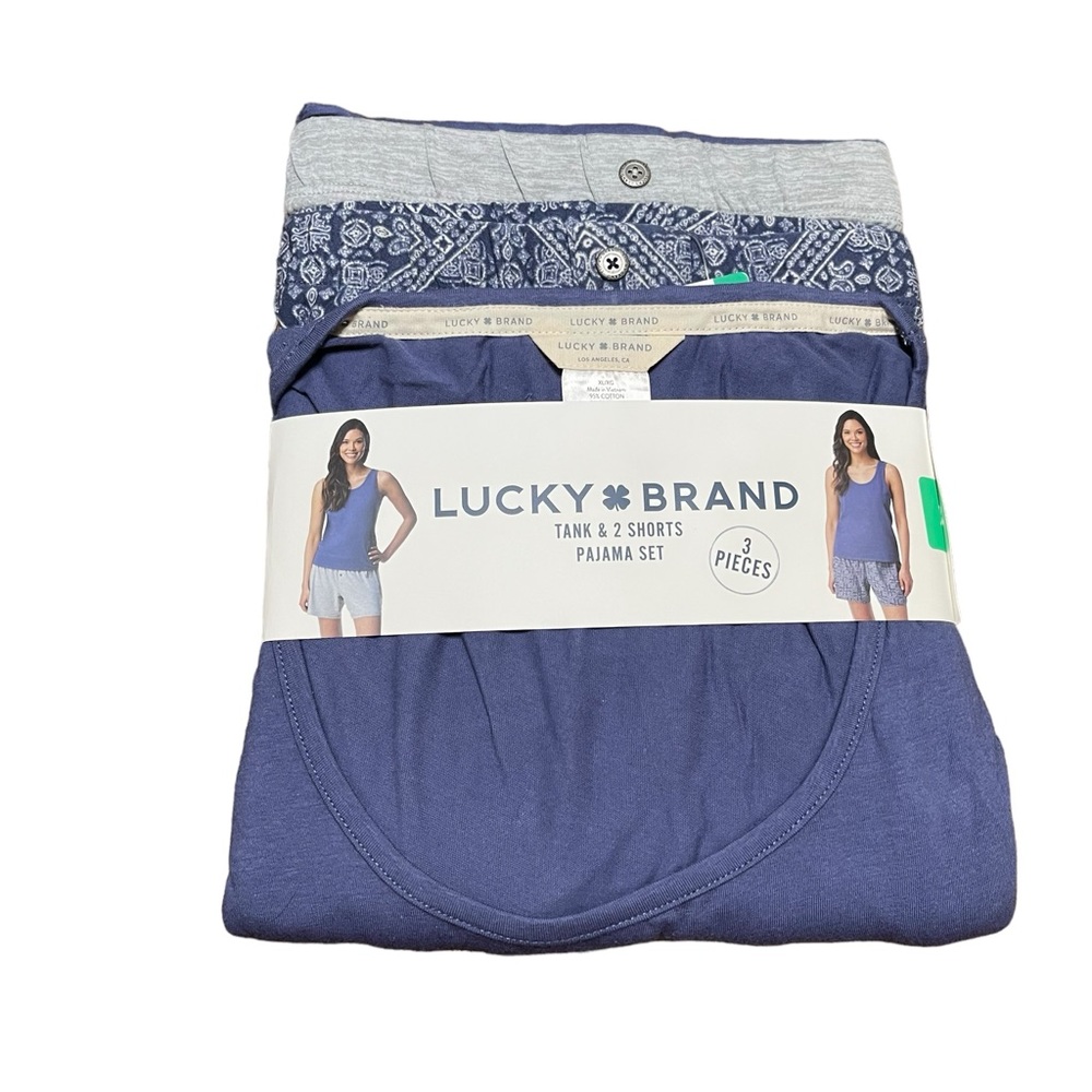 Lucky Brand 3 Piece Short Pajama Set - Color Blue (Indigo Blue) - Size XL - NWT